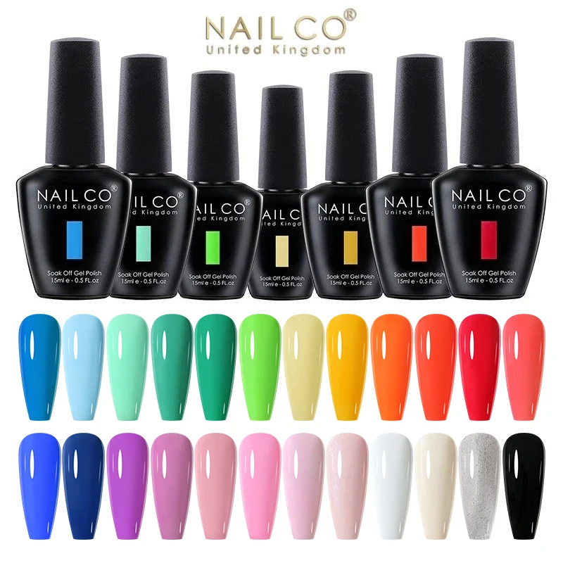 

NAILCO 15ml Spring Bright Summer Colors Series Vernis Gel Nail Polish LED&UV Nails Gel Nail Art Base All For Manicure Design Set