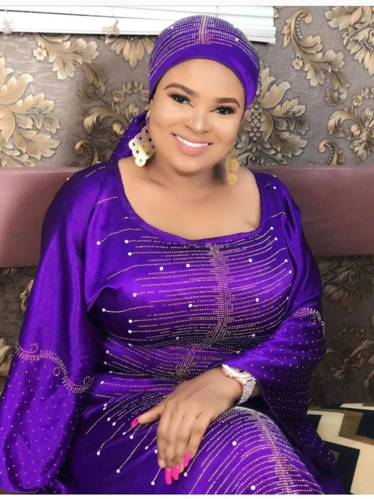 9 Colors African Dresses for Women Plus Size Dashiki Diamond Beads African Clothes Abaya Dubai Muslim Dress Robe Africa Dress
