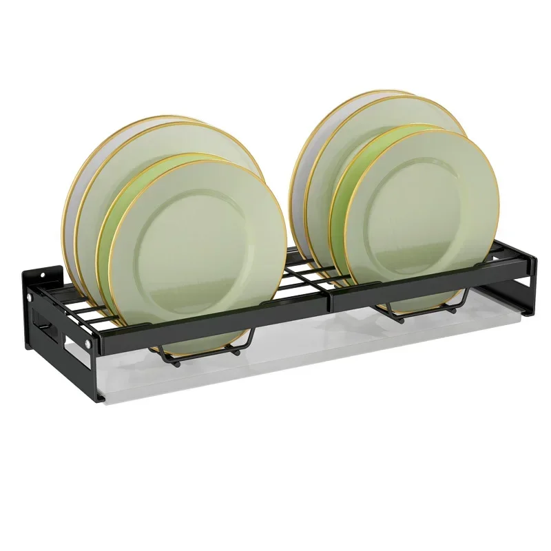 Wall Mounted Stainless Steel Dish Drainer Drying Rack Bowl Plate Storage with Tray Kitchen Organizer Chopstick Holder Hanging 6