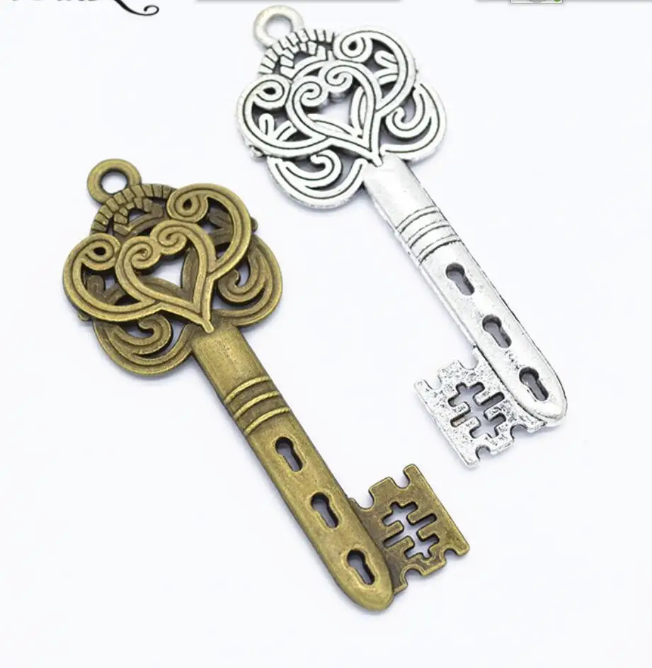 

10pcs/lot 69*26mm 2 Color Vintage Metal Alloy Keys Jewelry Charms Jewelry Pendant Fit Jewelry Making Pendants F0887