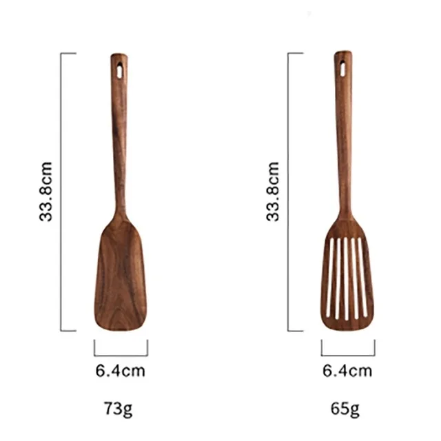 Elegant Teak Wooden Kitchen Utensils - Natural Cooking Spoon Set (1-9 Pieces)