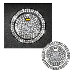 Shiny Rhinestone Car Start Button Cover - Easy Installation, Universal Protective Accessory (Silver)