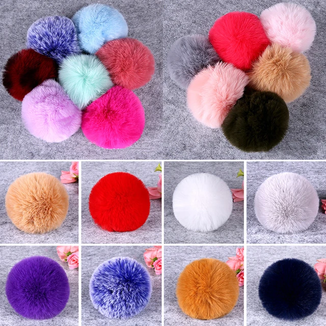 LARGE DETACHABLE COLOURED FAUX FUR POM POMS FOR HATS AND CLOTHES DIY  10/12CM