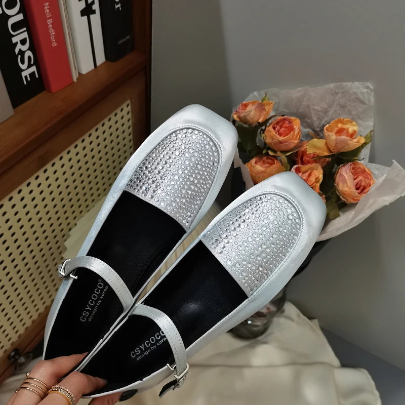 ZOOKERLIN Women's Pumps Lefu New Round Toe Thick Sole Slip On Flats Shoes Brown Genuine Leather Shoes For Women Loafer Sandals