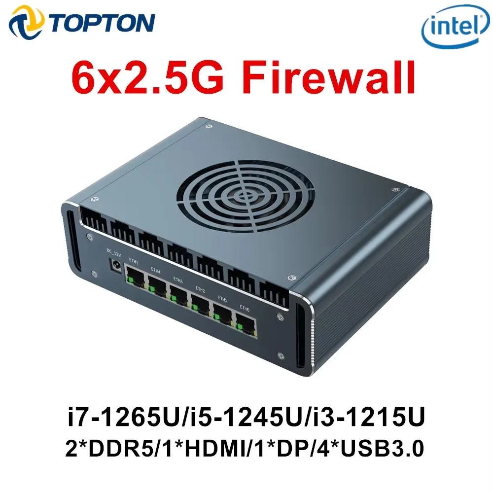 New 12th Gen i7 1265U i5 1245U N100 Firewall Mini PC 6x2.5G intel i226-V i3-1215U DDR5 NVMe Proxmox pfSense Computer Mini Router 2