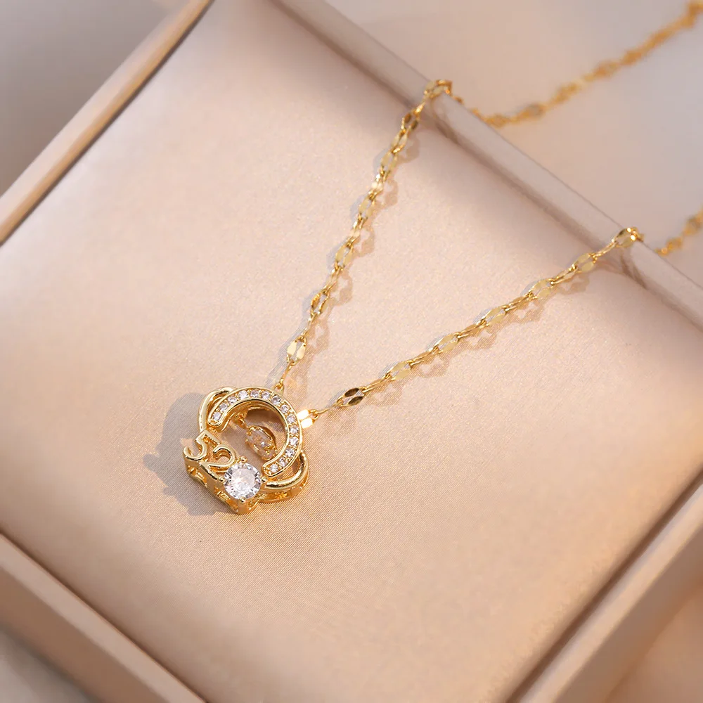 Fashion light luxury 520 I love you titanium steel necklace for women, pendant