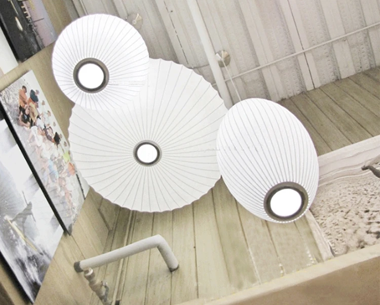 New Design Minimalist White Silk Lantern Pendant Light For Bedroom