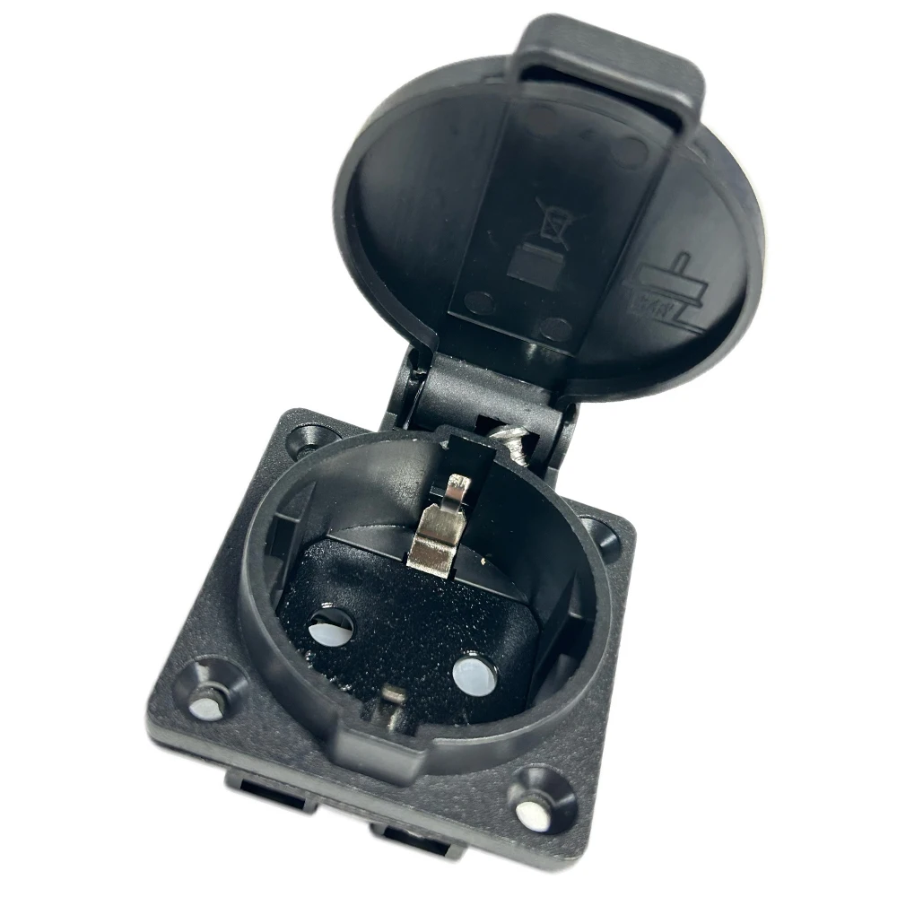 1pc Waterproof Dustproof Industrial Safety Power Outlet - Black Blue, 16A Type E/F