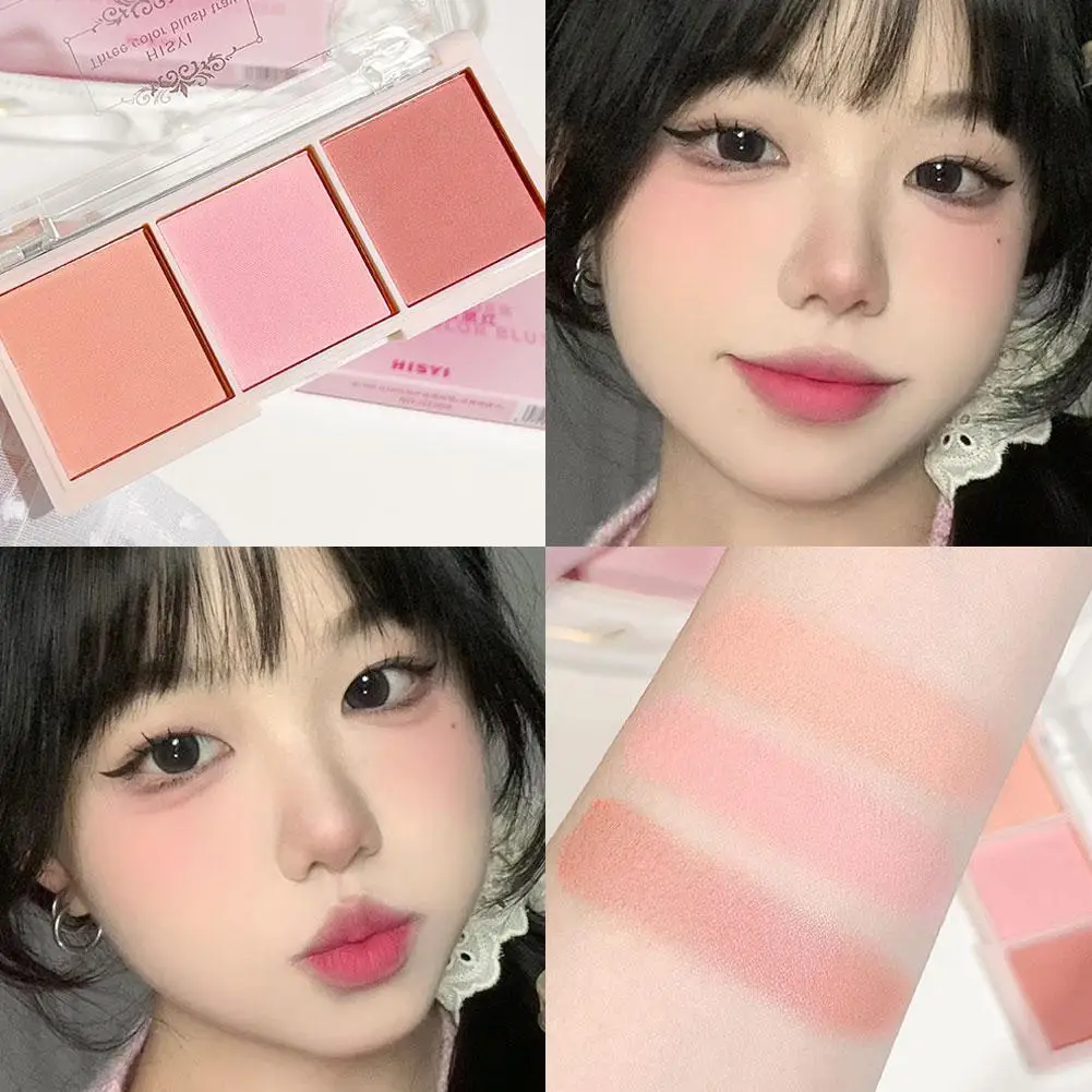 Blush Palette Natural Color Lasting Peach Cheek Tint,Face Contouring Blush Powder Non-Flying Powder Long-Lasting Cosmetic Makeup 5