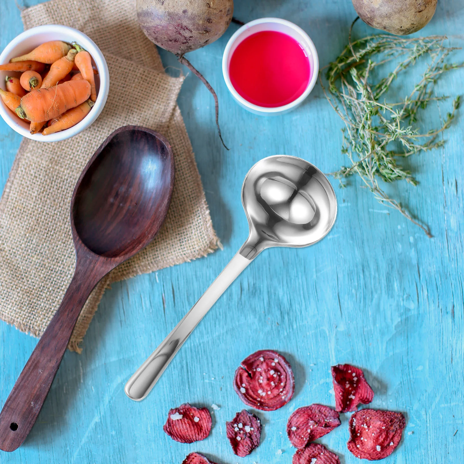 

Long Handle Spoon Rose Gold Silverware Hand-Pulled Noodle Table Spoons Soup Salad Serving Utensils
