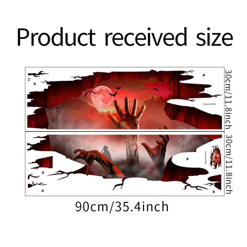 Halloween Floor Stickers Thrilling DIY Bat Moon 3d Ghost Self Adhesive Removable Wallpaper Horror Atmosphere Decoration