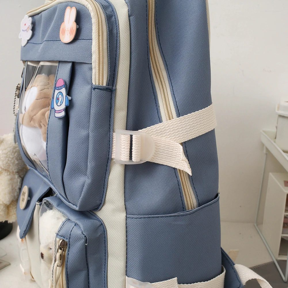 Kawaii rugzak met Kawaii pin en accessoires, multifunctionele schooltas lichtgewicht duurzame rugzak for school (Color : Sage Green