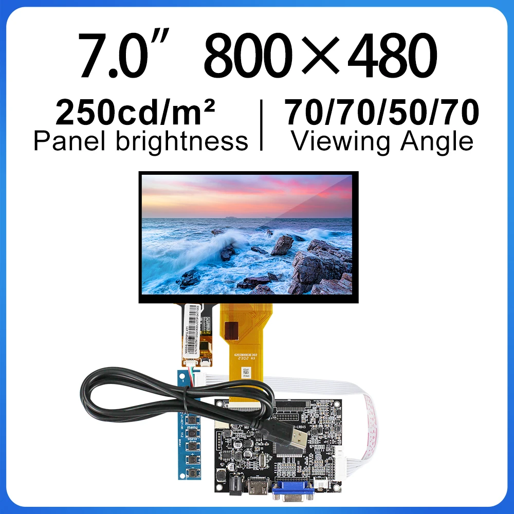 

7 inch 800x480 LCD Panel Displays Original Innolux AT070TN92 RGB 50 pins With touch panel Control board Brightness 250