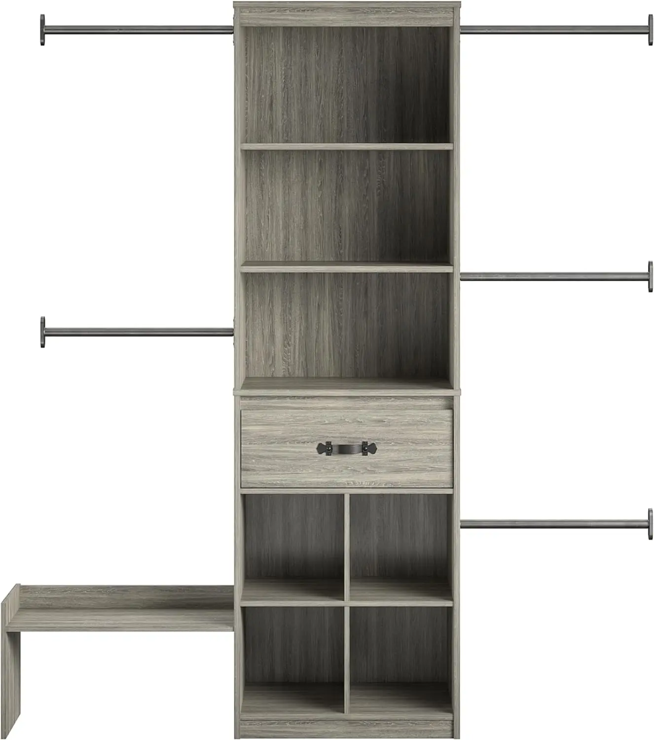 

2024 New Nova Grow with Me Grey Adjustable Kids Closet Organizer System, Gray Oak | USA | NEW