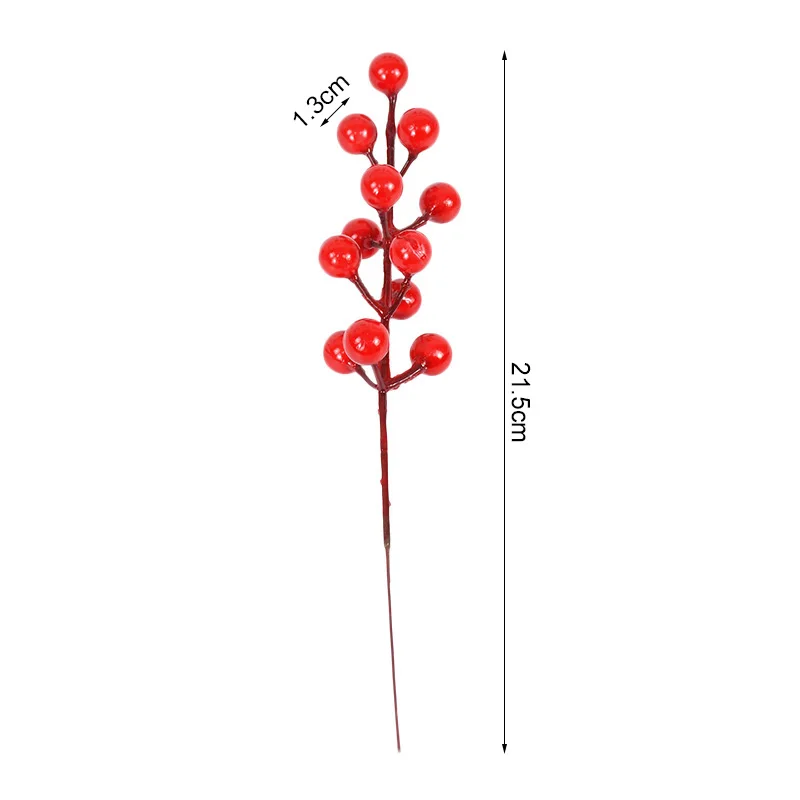5-30pcs Artificial Red Berries Stem Christmas Red Holly Berry Stamen Fake Flowers Plants Ornament New Year Party Home Decoration