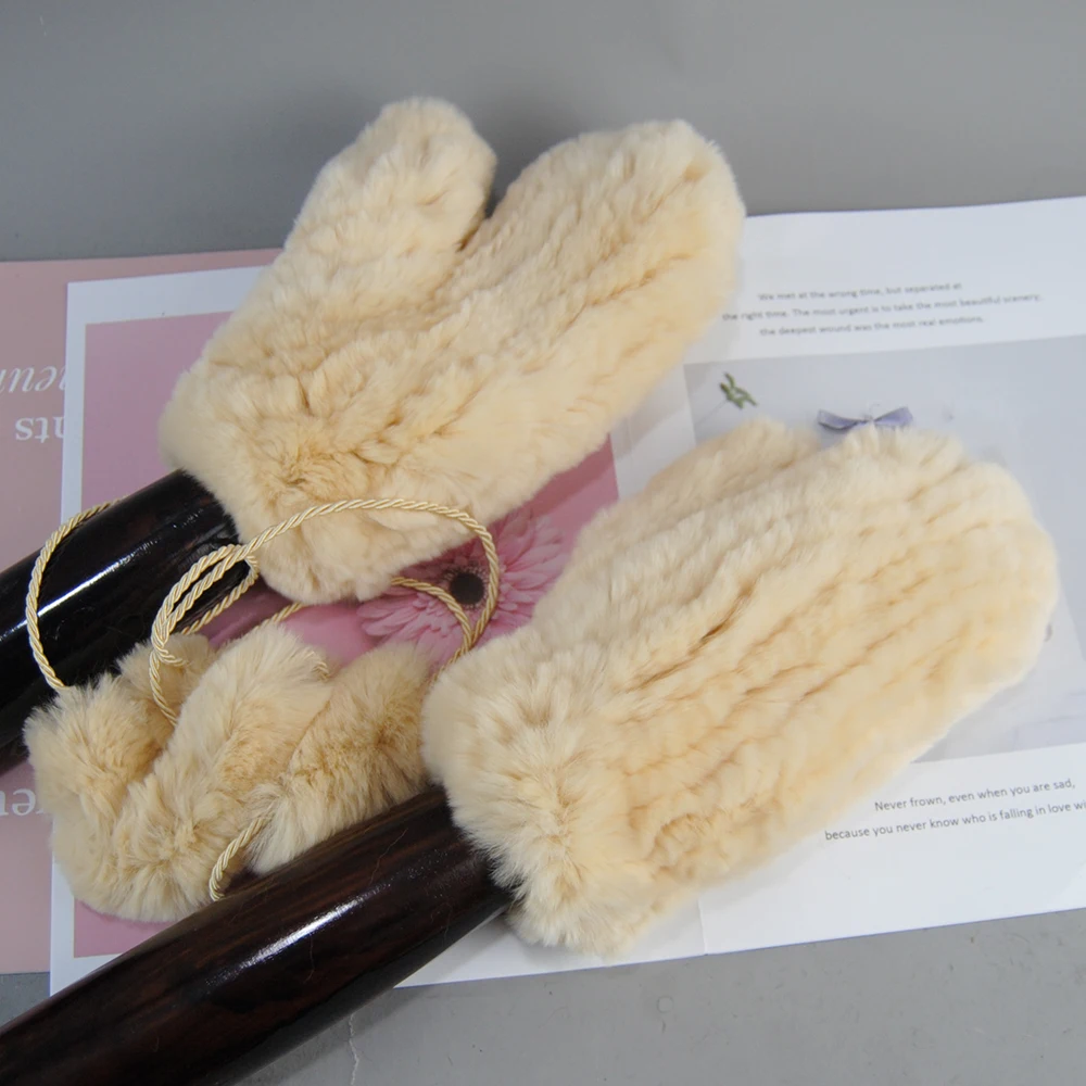 Rex Rabbit Fur Gloves Women Winter Mittens For Mink Fur Gloves