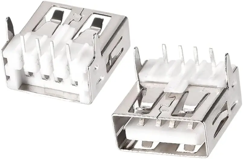 

Keszoox 20 PCS USB 2.0 Type A Female Socket Connector Port, 4-Pin Right Angle Adapter