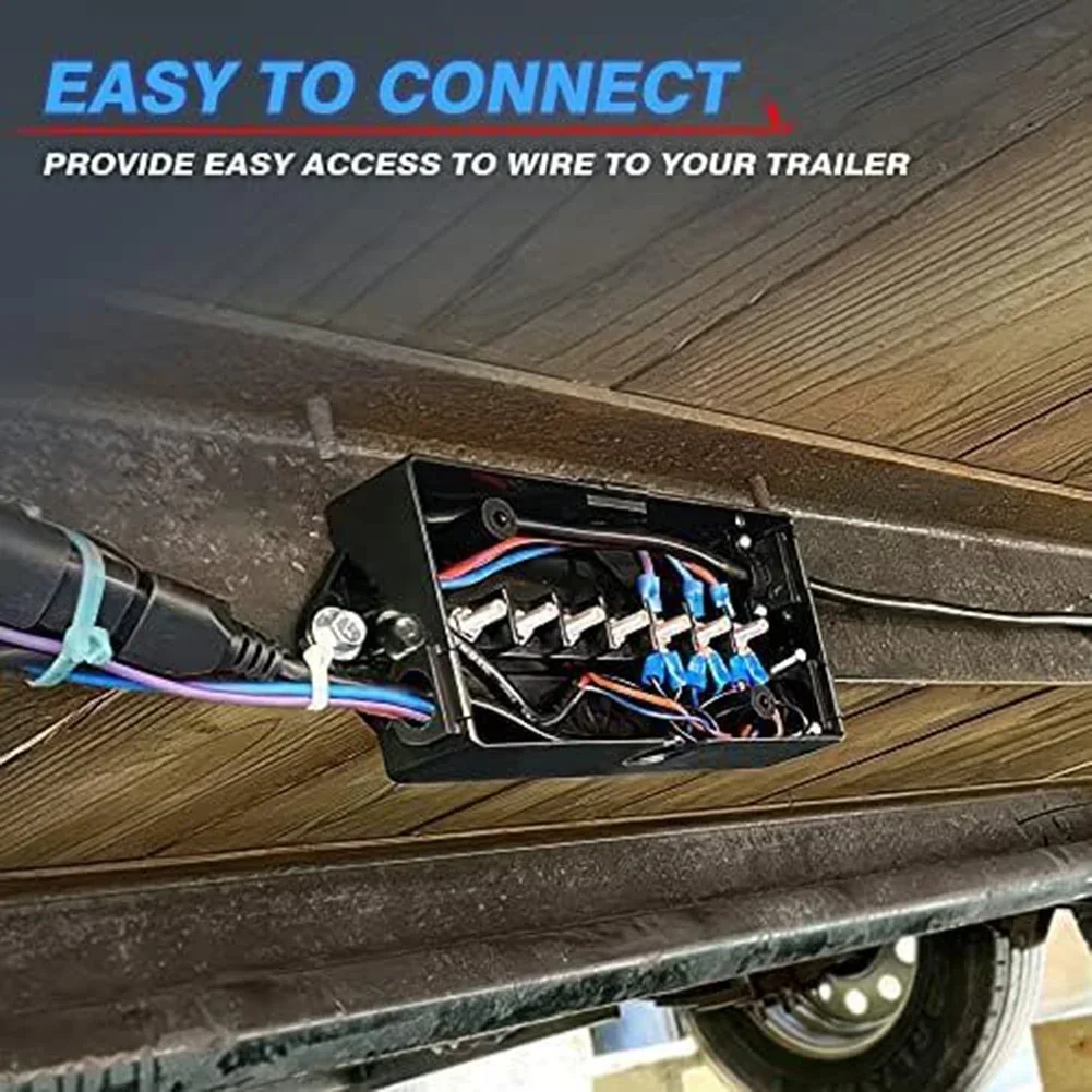 1pc 7 Way Electrical Trailer Junction Box 7 Gang Trailer Wire Line Connection Box Replacement Automobiles Parts