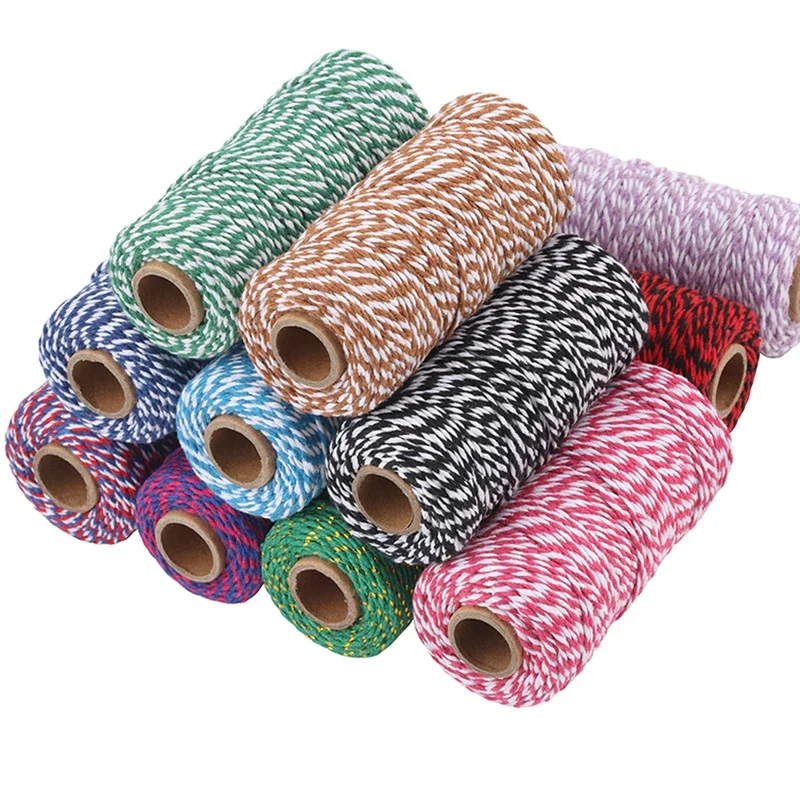 

2pcs Pure Cotton Twisted Cord Rope Crafts Macrame Artisan String baker twine Multicolor Cotton Linen Rope Home Textiles