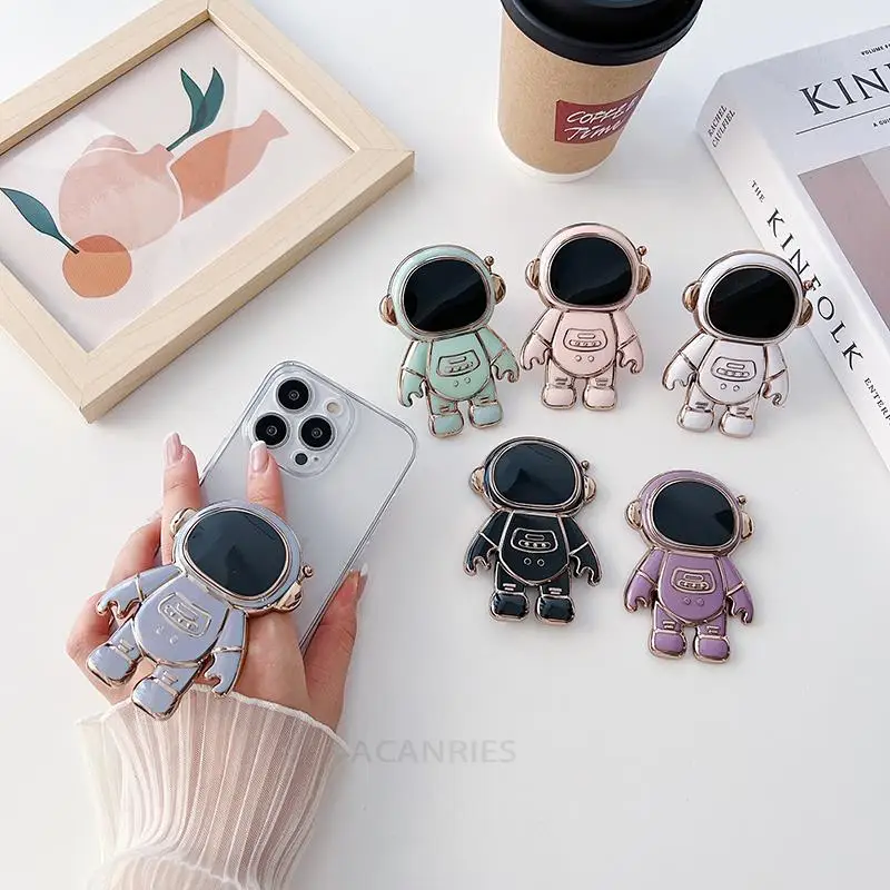 Astronaut Holder Luxury Plating Silicone Stand Case