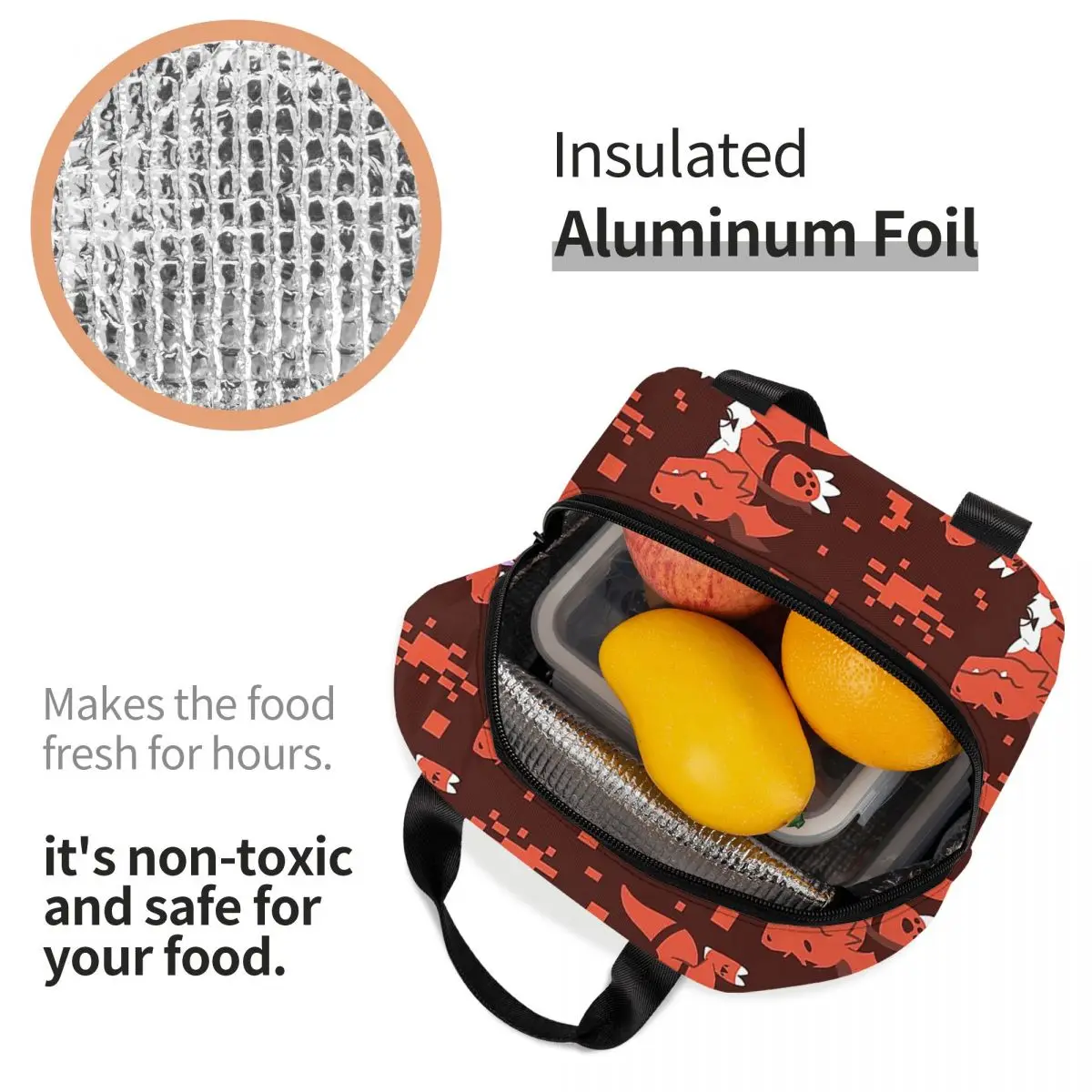 Lunch Bags for Women Kids Guilmon Pattern Digimon Insulated Cooler Portable Picnic Digital Monster Canvas Lunch Box Handbags
