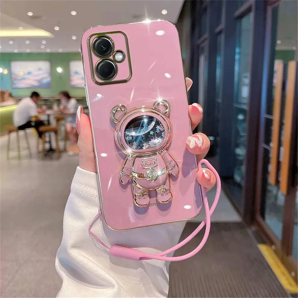 thumbnail image 1 of Quicksand Astronaut Bracket Phone Case For Xiaomi Redmi Note 13 Pro 4G 5G 13C Mi 13 Lite 13T Soft Silicone Plating Back Cover, 1 of 5