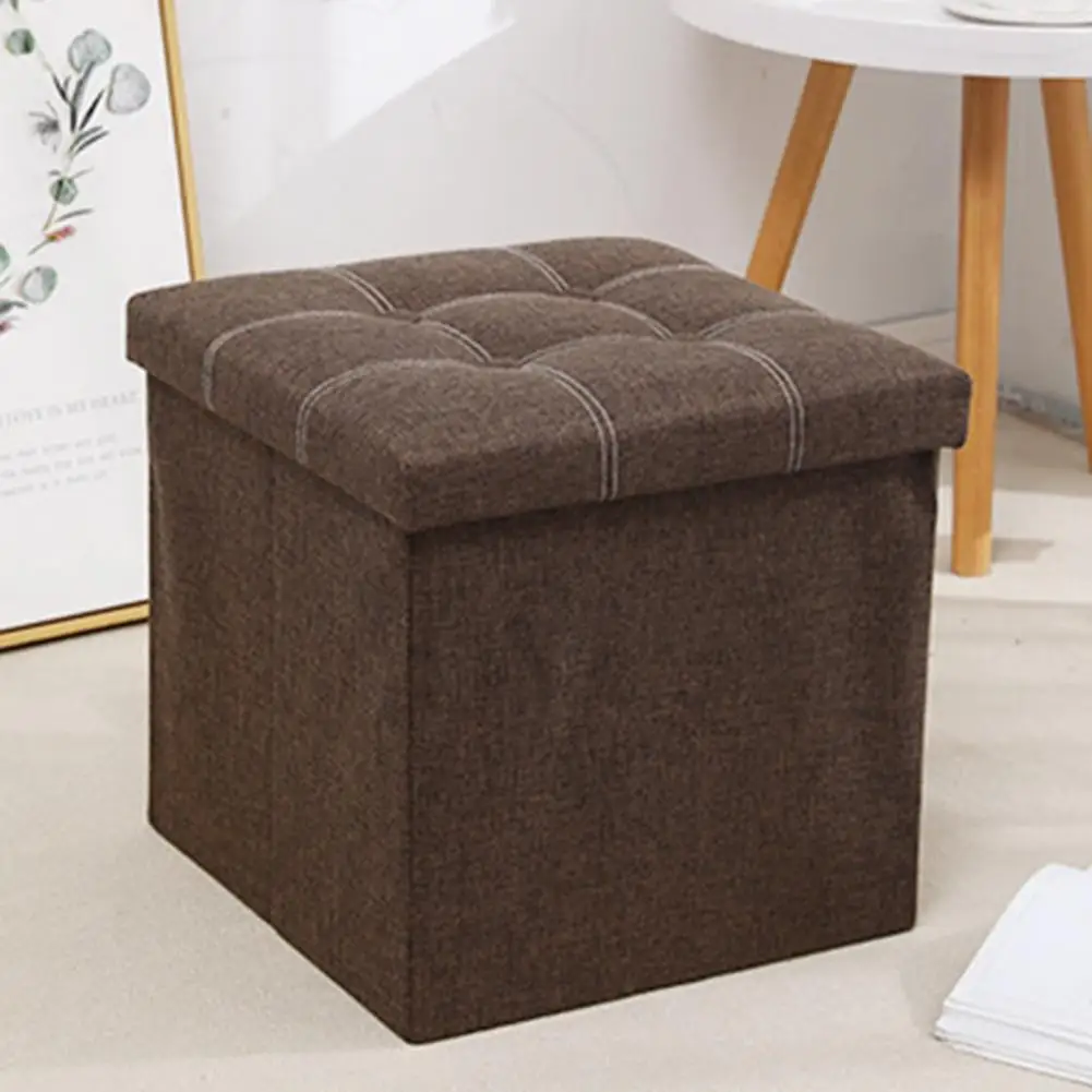 Storage Stool Multi-functional Foldable Large Capacity Waterproof Fabric Stable Bedroom Bench Foot Rest Stool with Padded Seat
