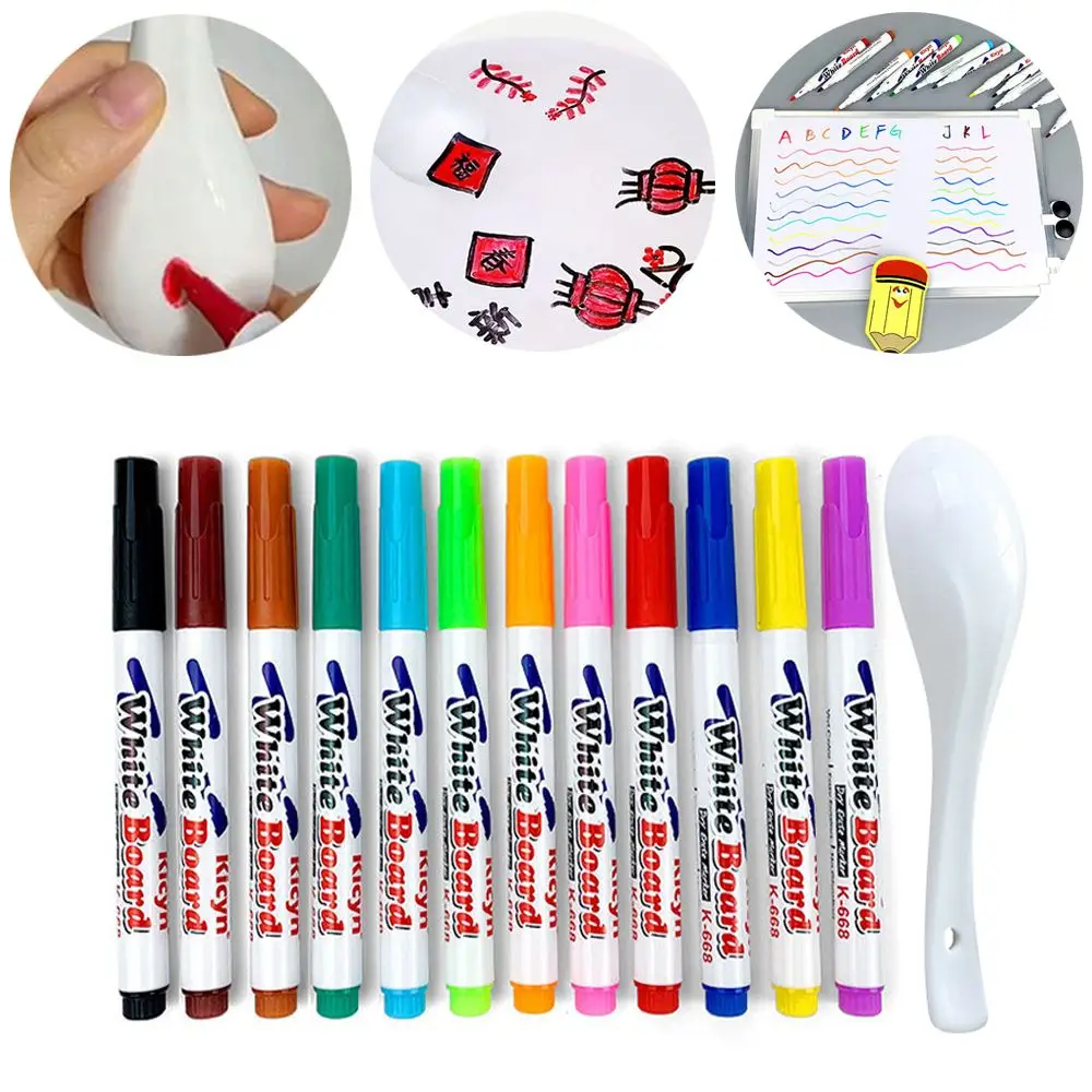 Fun Children Floating Pen In Water Whiteboard Pen Erasable Waterborne Marker Teaching Drawing Digital Color Whiteboard