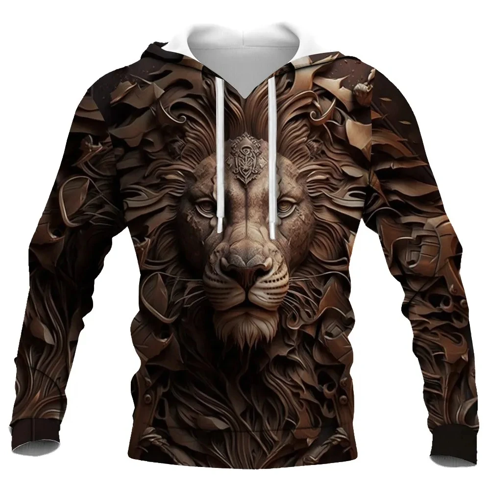 

2023 New Men's Autumn Animal lion pattern Sweatshirt 3D Print Men's Lion Long Sleeve Pullover Oversized Hoodie Sweatshirt