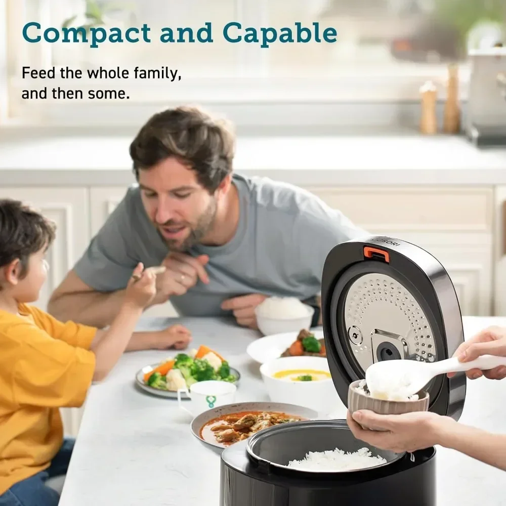 Electric rice cooker-with 18 functions, stainless steel steamer, fast cooking, heater, timer, 50 recipes, 1000W