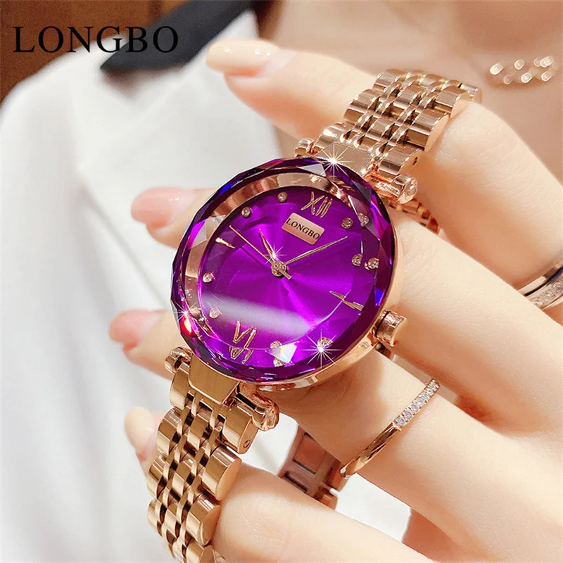 

LONGBO Fashion Rose Gold Women Watch Top Brand Luxury Stainless Steel Waterproof Diamond Ladies Quartz Wristwatch Montre Femme