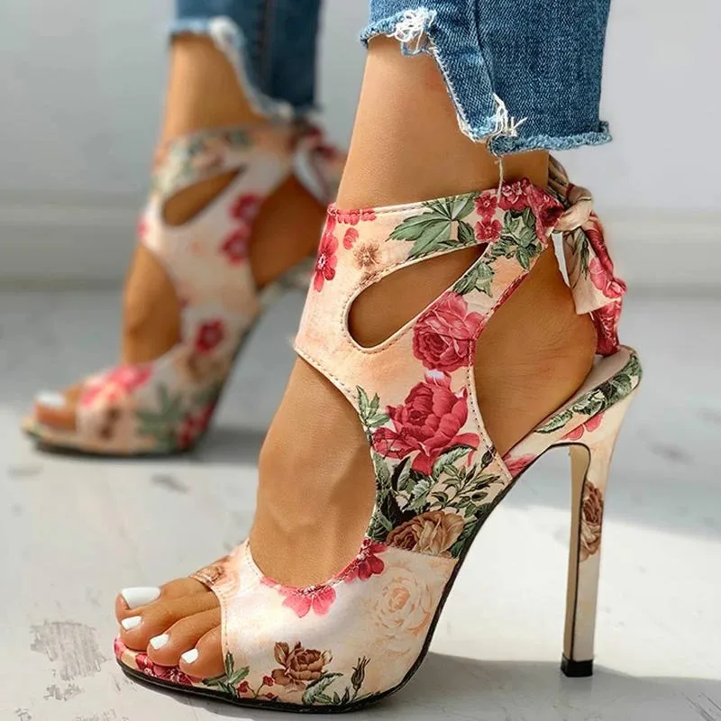 Heels High-heeled Sandals Platform Shoes for Women 2021 Thin High Ankle Strap Peep Toe Party Wedding Lace Up Ladies Pumps | Обувь