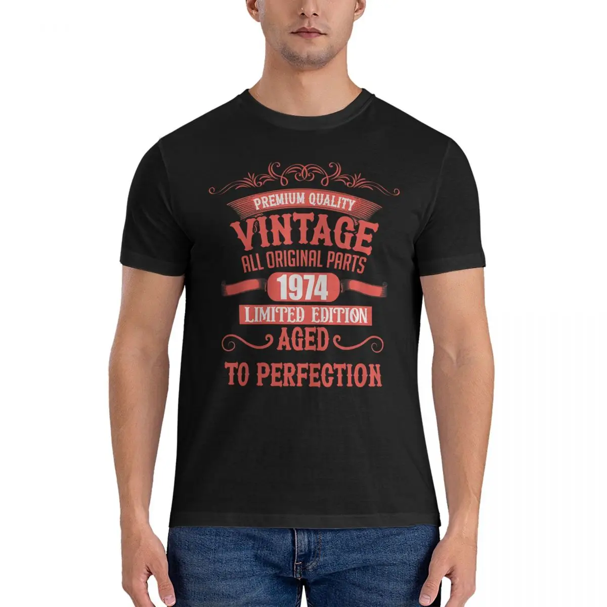 

Классическая мужская футболка Born In Retro, забавная Винтажная футболка из 100% хлопка с круглым вырезом, старая футболка на день рождения, топы с короткими рукавами, 1974