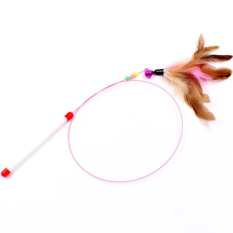 

200pcs New Design Cat Toy Hot Gift Funny Cat Kitten Pet Teaser Feather Wire Chaser Pet Toy Wand Beads Play