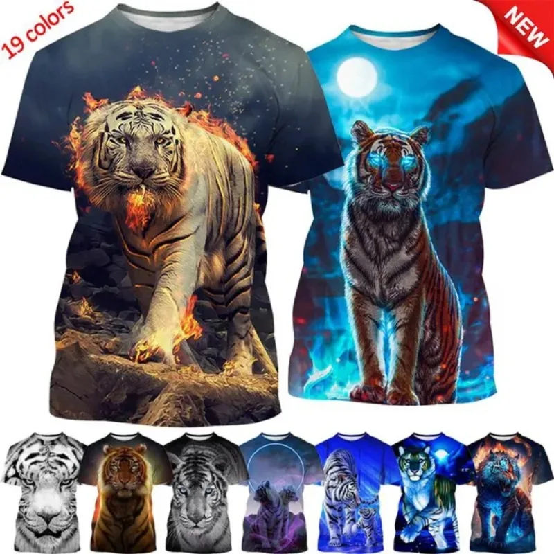 

Tiger 3D Printing T-Shirt Animal Round Neck Short Sleeve Onlyfans Cosplay Men's Clothing Quality T-shirts Unisex Casual Tops