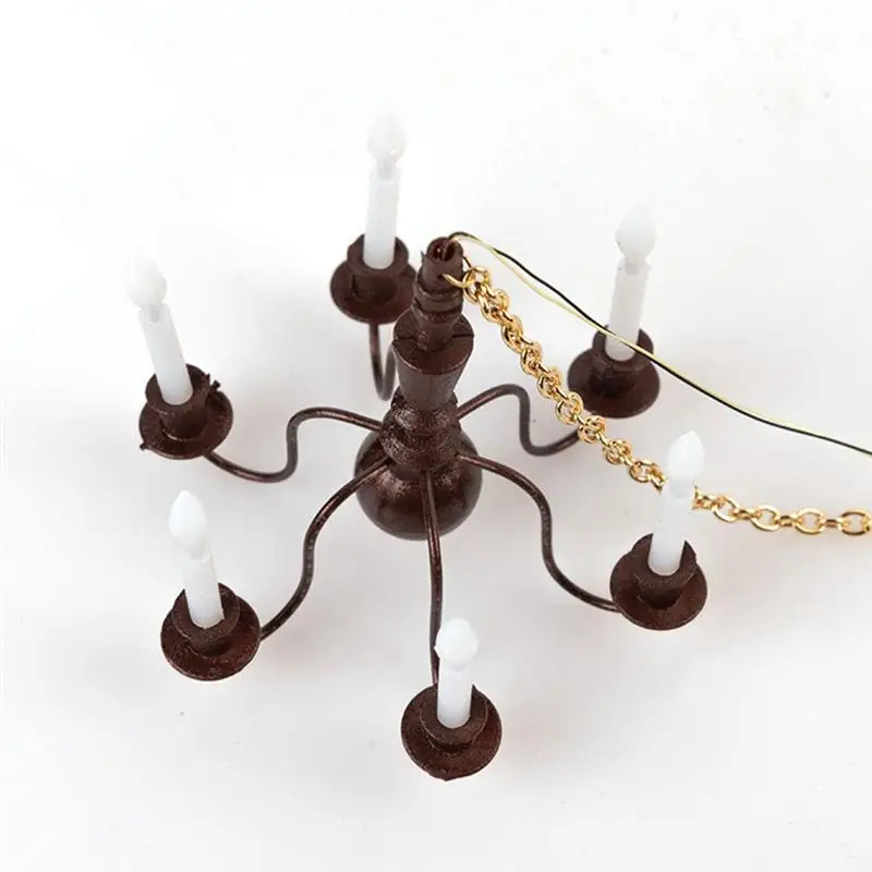 1:87 HO Scale Ceiling Light Miniature Kids Dollhouse LED Model Furniture Decor Toy Golden/Copper Chandelier Decor Accessories 4