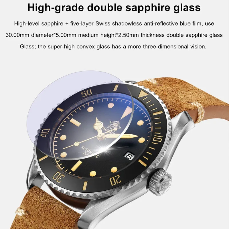 ADDIESDIVE Vintage Bronze Men Watch NH35 Sapphire Crystal Swiss C3 Super Luminous Retro Bronze Automatic Mechanical Watches 200M