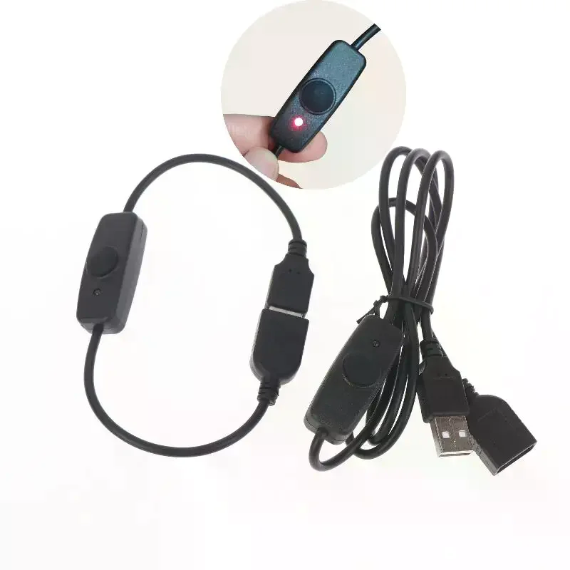 30/100cm USB 연장 케이블(ON OFF 스위치 포함) USB 팬용 LED 표시기 LED 램프 데이터 동기화 USB 2.0 연장 코드