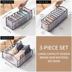 Foldable Translucent Underwear and Bra Organizer Set - Breathable Mesh Storage Solution (3 Pcs C2421J)
