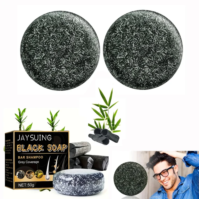 Shampoing réparateur à barre de couverture grise, traitement de la couleur des cheveux gris et blanc, lissant, nourrissant, Anti-pelliculaire, savon naturel assombrissant pour cheveux 1