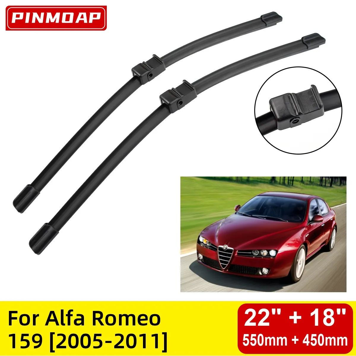 Spazzole Tergicristallo Anteriore Per Alfa Romeo 159 2005-2011 Parabrezza Parabrezza 22 "+ 18" 2005 2006 2007 2008 2009 2010 2011