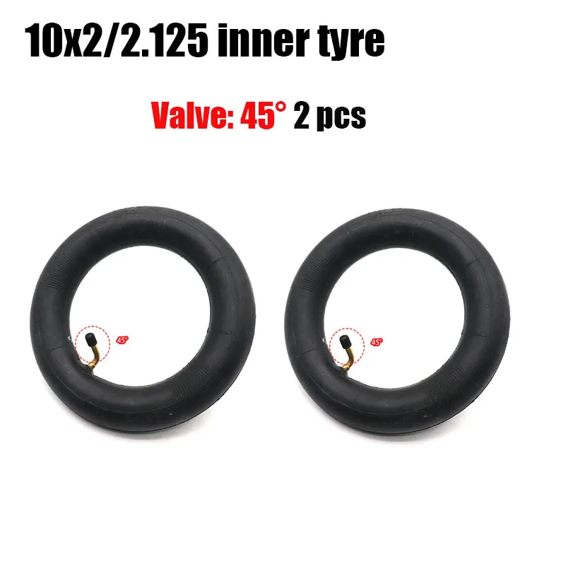 2 Camere D'Aria Gonfiabili 10x2.125 Per Scooter Elettrico E Bici – Gomma Butilica Con Stelo Angolato + Levapneumatici