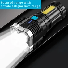 

New Style 4LED Flashlight Mini Portable Lamp With Built-in 1200Ma 18650 Battery USB Rechargeable COB LED Flashlight