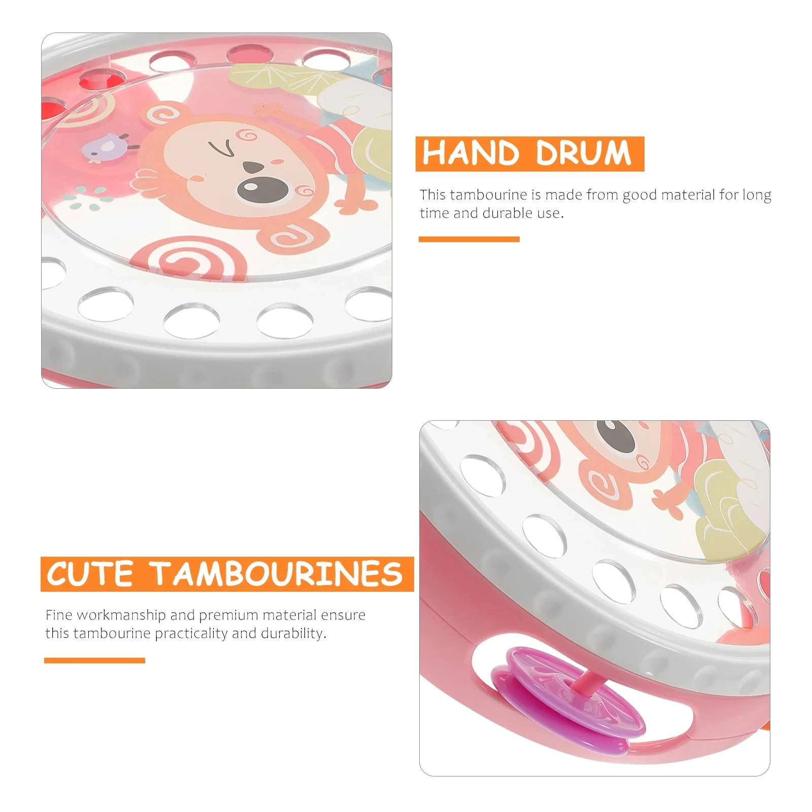 Baby Toys 0 12 Months Cartoon Musical Instruments Clapping Tambourine Hand Shaking Rattle Montessori Educational Hand Drum Toys 4