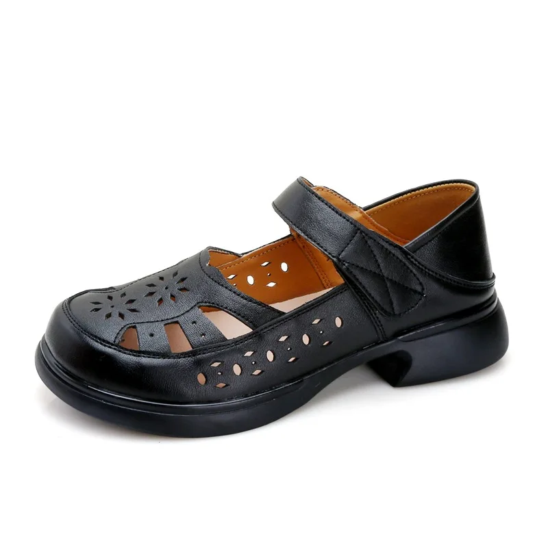 new summer women real leather sandals ladies sandals comfortable flats walking sandals Casual Shoes woman hollow shoes