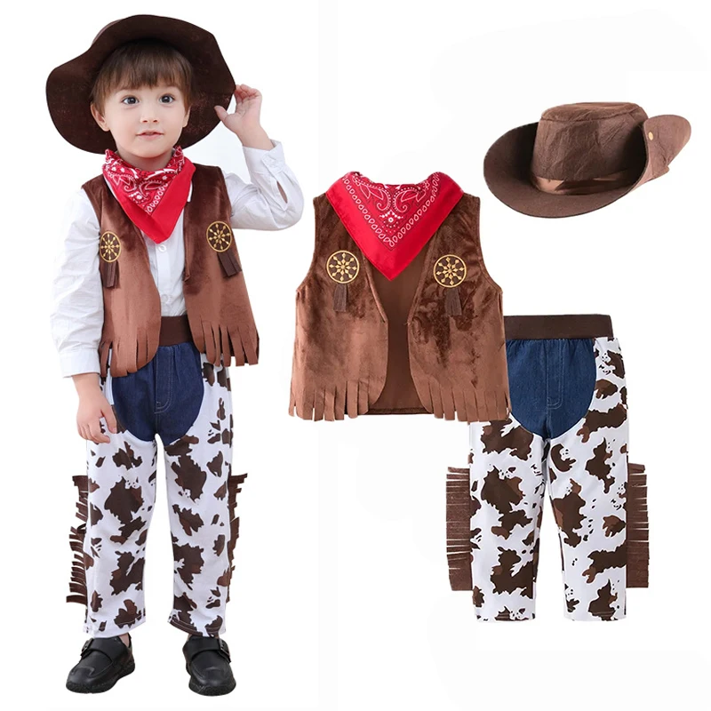 Umorden Toddler Baby Boys Purim Halloween Costumes Cosplay Cowboy Astronaut Pirate Occupation Role Play Outfit Fancy Dress Up cosplay jumpsuit kids cosplay costume cowboy costume