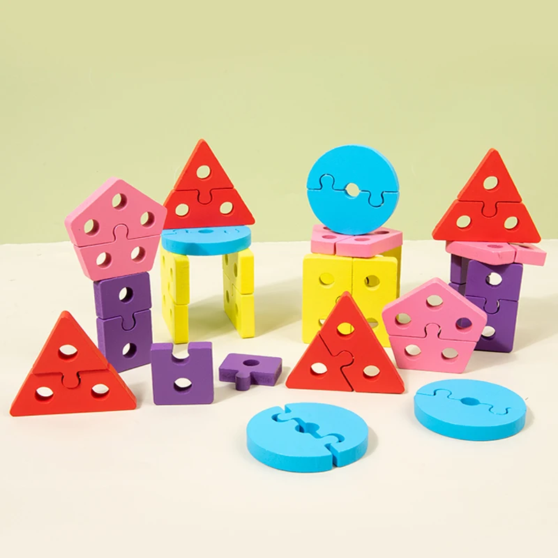 2-in-1 Wooden Early Learning Toys, Shape and Color Matching, Fishing Game, Infant and Toddler Puzzle Blocks, Enlightenment Set