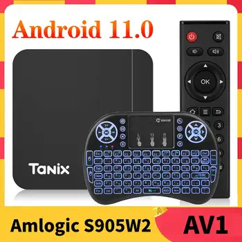 스마트 TV 박스 셋톱 박스, 안드로이드 11, Tanix W2 Amlogic S905W2, 안드로이드 11.0 미디어 플레이어, H.265 AV1, 듀얼 와이파이 HDR 10 + 2GB, 16GB, 4G64G