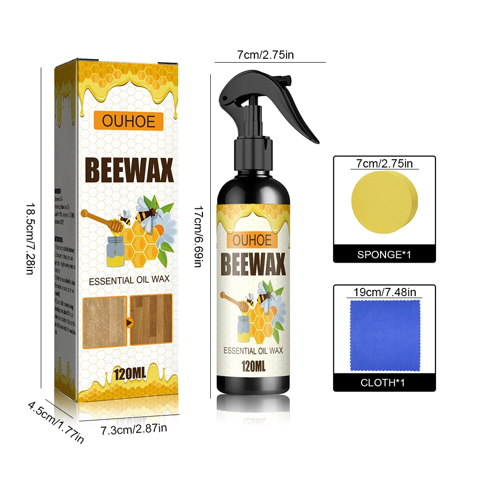 Furniture Solid Wood Care Beeswax Spray Waterproof Multipurpose Wear Resistant for Wooden Furniture Floors 120ml,wood care wax spray