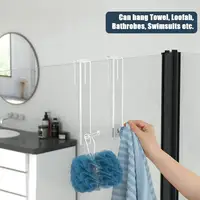 1pcs Bathroom Shower Door Hook Over Glass Door Shower Towel Rack Transparent Acrylic Drilling Free Towel Holder Hanger 2